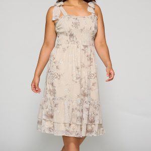 Plus Size Contour Smocked Floral Dress