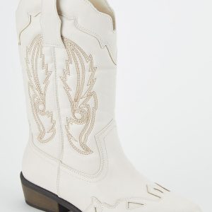 Ivory Stitched Western Boots
