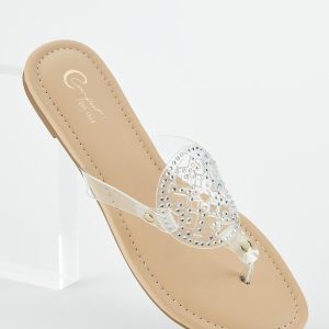 Rhinestone Lucite Medallion Sandals
