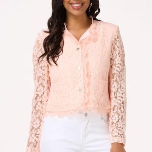 Coral Lace Cropped Jacket