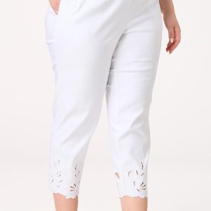 Plus Size Embroidered Scallop Bengaline Pants
