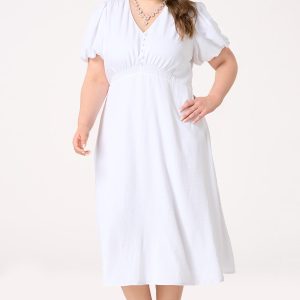 Plus Size Flowy Puff Sleeve Dress