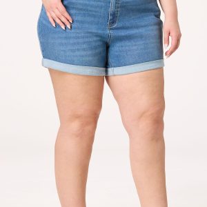 Plus Size Rolled Superflex Denim Shorts