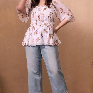 Plus Size Faded Blue Wide Leg Ankle Jeans