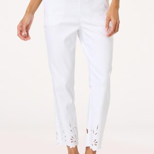 Petite Embroidered Scallop Bengaline Pants
