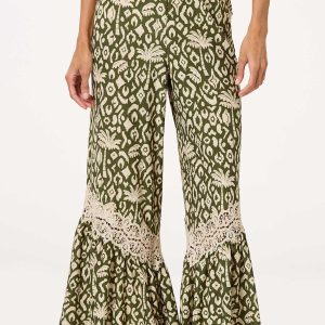 Petite Tropical Lace Insert Pants