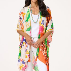 Vibrant Floral Tasseled Kimono
