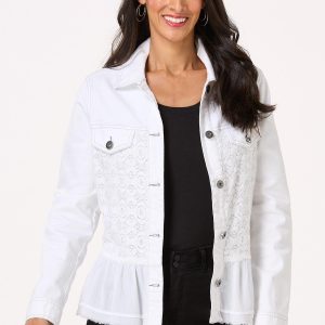 Lacey Flounced Hem Denim Jacket