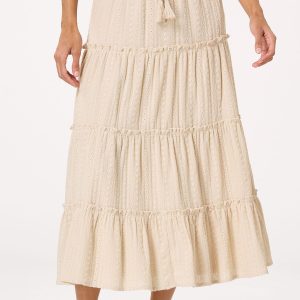 Textured Tiered Midi Skirt