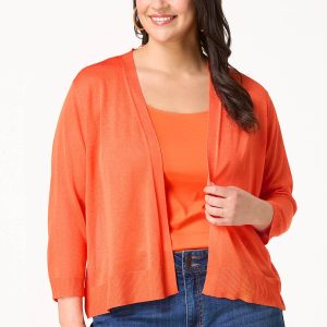 Plus Size Solid Sheer Cardigan