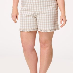 Plus Size Ruffled Gingham Bermuda Shorts