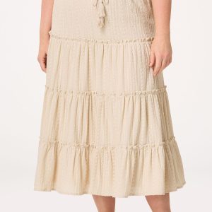 Plus Size Textured Tiered Midi Skirt