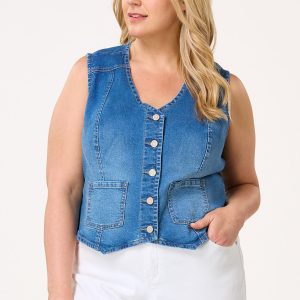 Plus Size Denim Vest