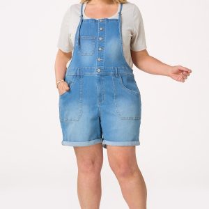 Plus Size Denim Shortalls