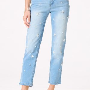 Petite Pearl Embellished Jeans
