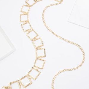 Plus Size Gold Square Chain Belt