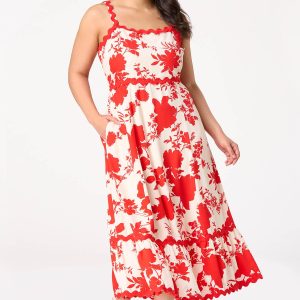 Plus Size Red Ric Rac Maxi Dress