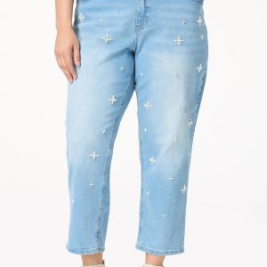 Plus Petite Pearl Embellished Jeans