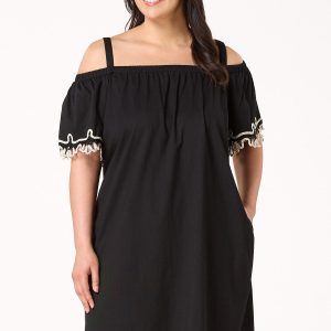 Plus Size Crochet Trim Swing Dress