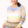 Plus Size Colorblock Open Stitch Sweater