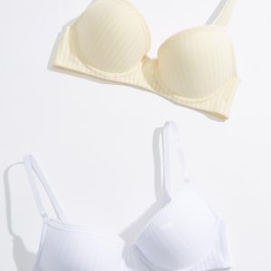 Plus Size Shadow Stripe Bra Set
