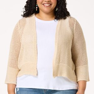 Plus Size Open Stitch Cardigan