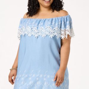 Plus Size Floral Embroidered Dress