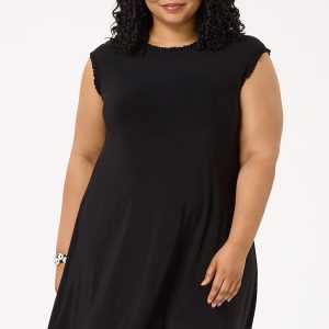 Plus Size Solid Ruffled Trim Dress