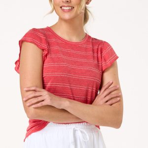 Ruffled Textured Stripe Top