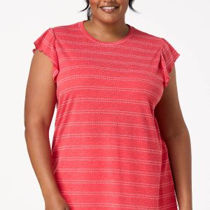 Plus Size Ruffled Textured Stripe Top
