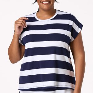 Plus Size Navy Stripe Rugby Top