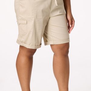 Plus Size Drawstring Utility Bermuda Shorts