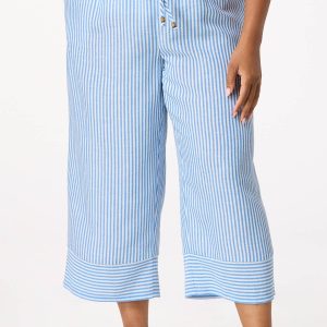 Plus Size Cropped Blue Stripe Pants