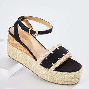 Crochet Trim Rope Wedge Sandals