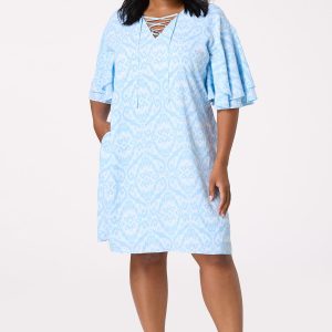 Plus Size Double Flutter Sleeve Dress