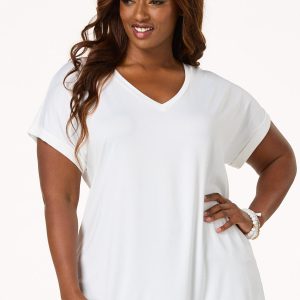 Plus Size Solid Cuffed Tee