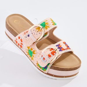 Crochet Double Buckle Platform Wedges