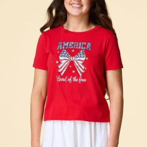 Girls Stars Stripes Bow Tee