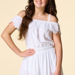 Girls Ruffled Eyelet Tank