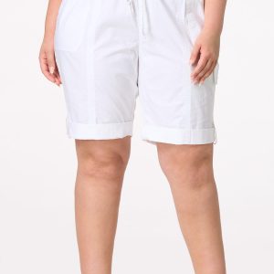 Plus Size Poplin Utility Bermuda Shorts