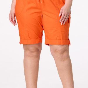 Plus Size Poplin Utility Bermuda Shorts