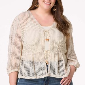 Plus Size Open Knit Tie Topper