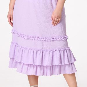 Plus Size Ruffled Crinkled Knit Maxi Skirt