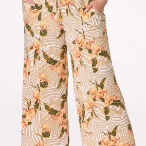 Plus Size Textured Tropical Pants