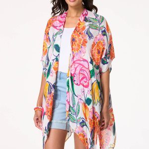 Floral Brushstroke Tassel Kimono