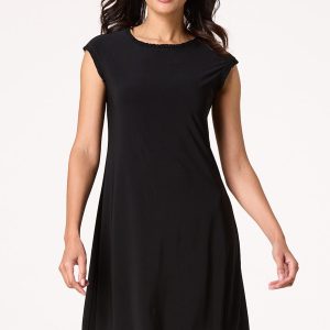 Solid Ruffled Trim Dress