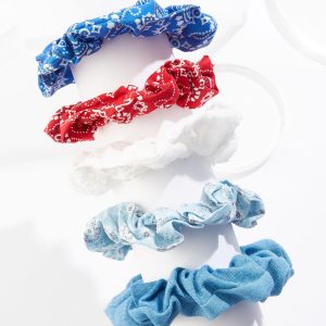 Eyelet Denim Paisley Scrunchie Set