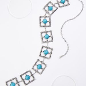 Plus Size Square Turquoise Chain Belt