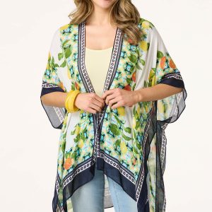 Fruit Border Print Kimono