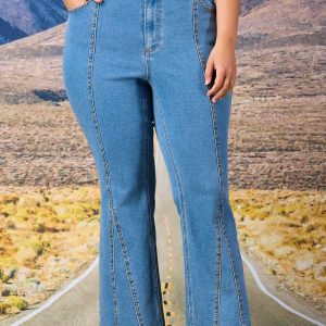 Plus Size High Rise Studded Flare Jeans